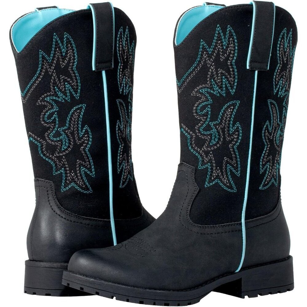 SheSole Women Black Western Cowboy Slip Resistant Cowgirl Work Boots - Picture 9 of 9